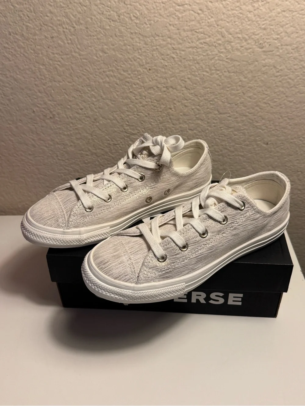 Converse Chuck Taylor All Star OX Egret Metallic Youth 3 363092C New in box